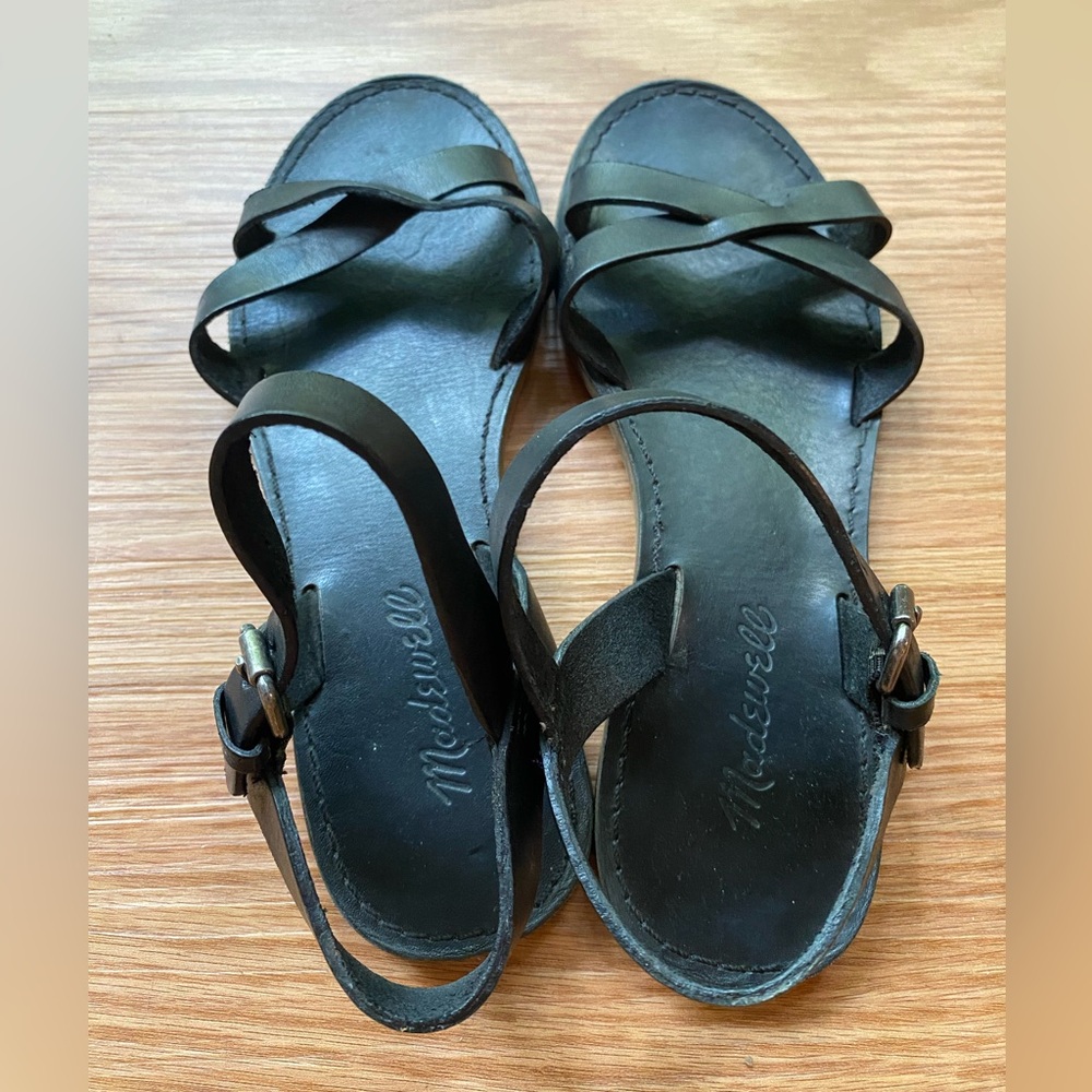 Black leather sandals